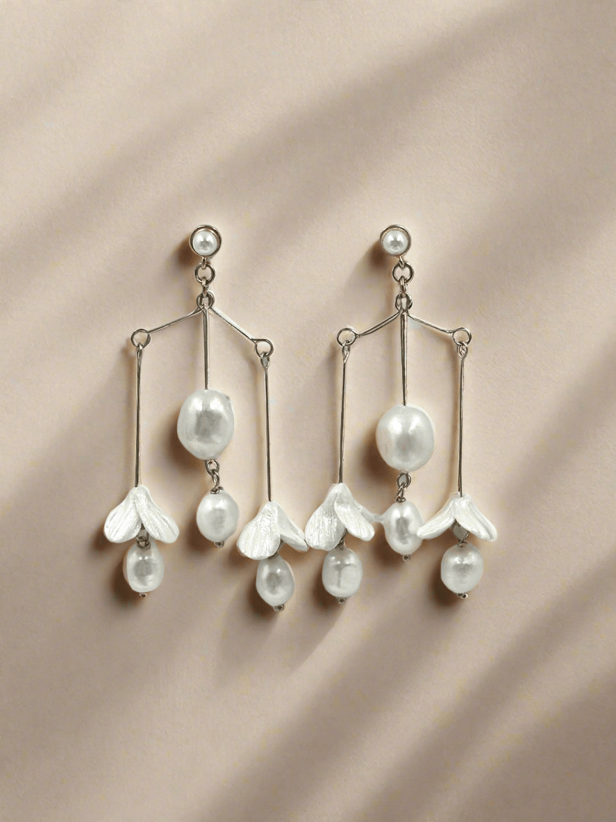 Harmonia Dangling - Boucles d’oreilles pendantes en perles naturelles & céramique