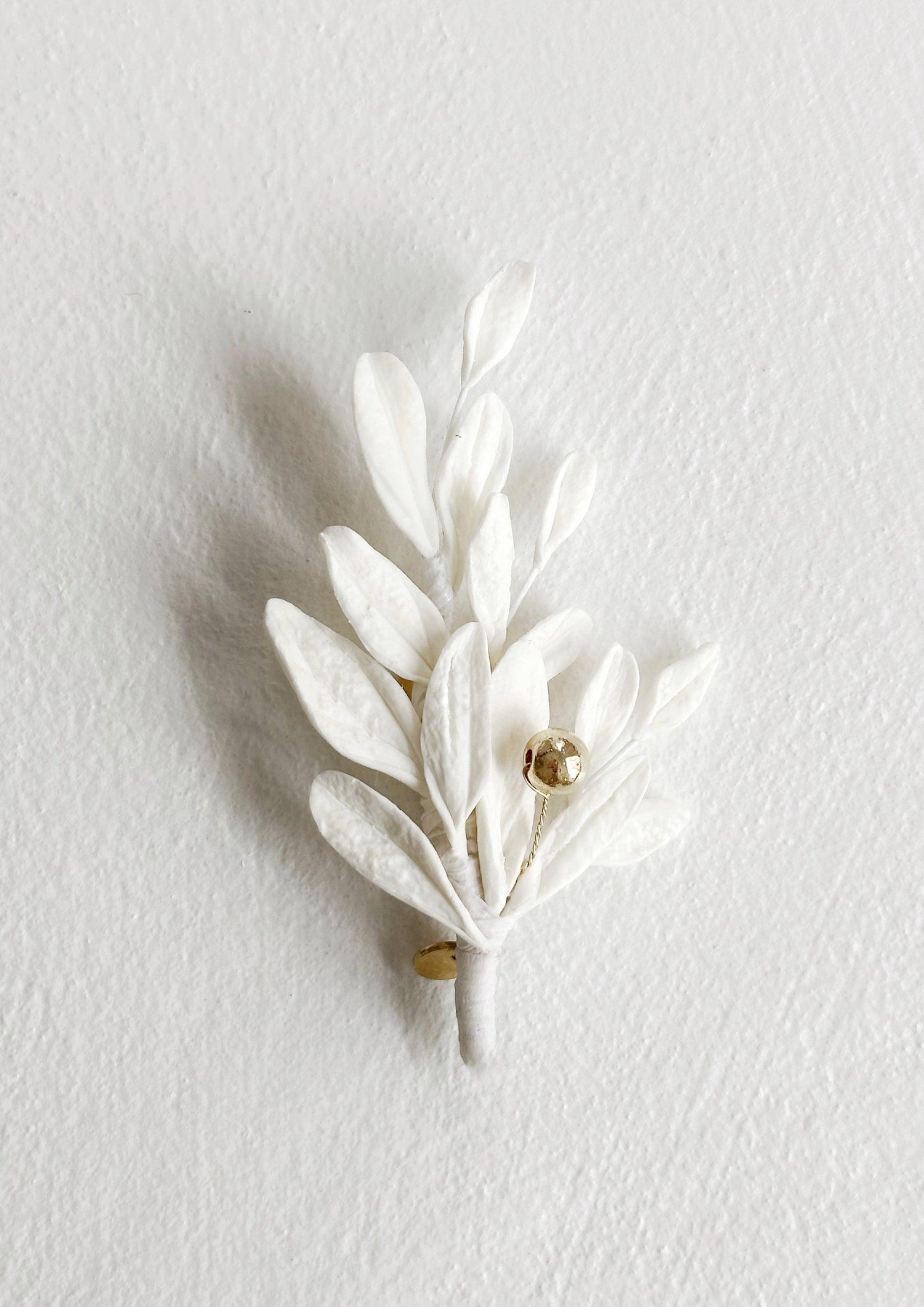 Olive Ceramic Boutonniere for the Bride and Groom