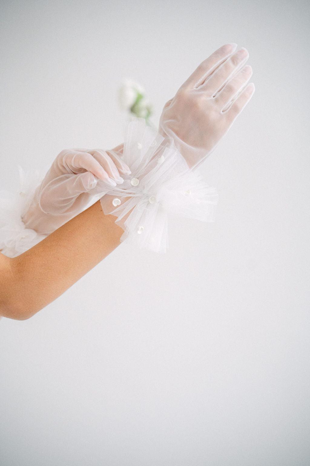 Lily of the Valley Gloves with Ballerina Tulle Cuff