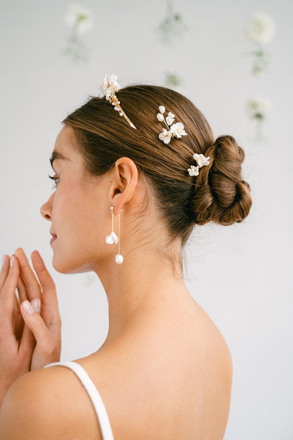 Harmonia 360° - Natural pearl & ceramic dangling earrings