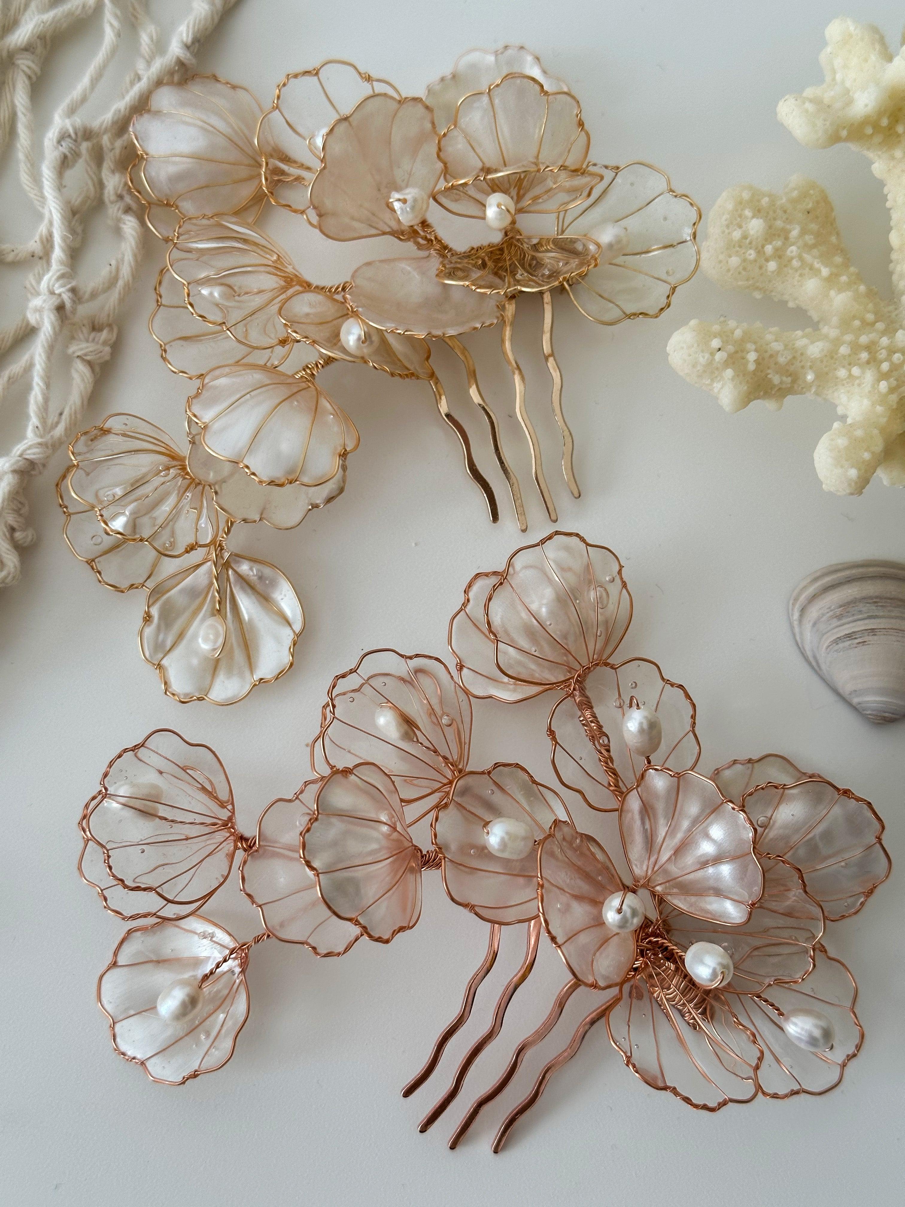 Aphrodite Peigne Chignon - mariage thème mer