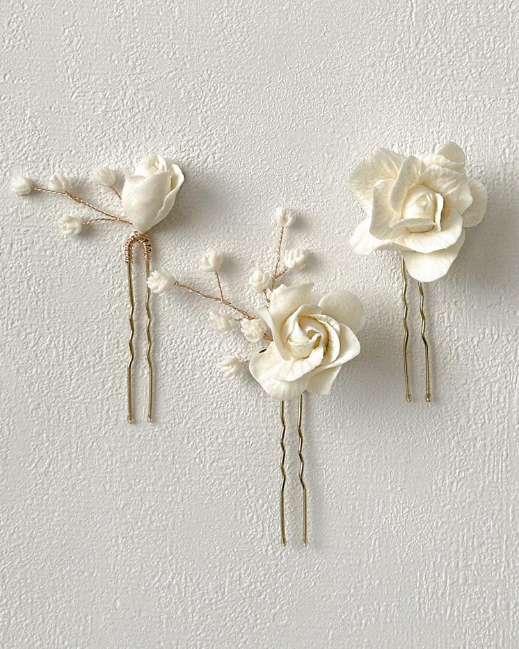 Rose Hair Pins - Set of 3