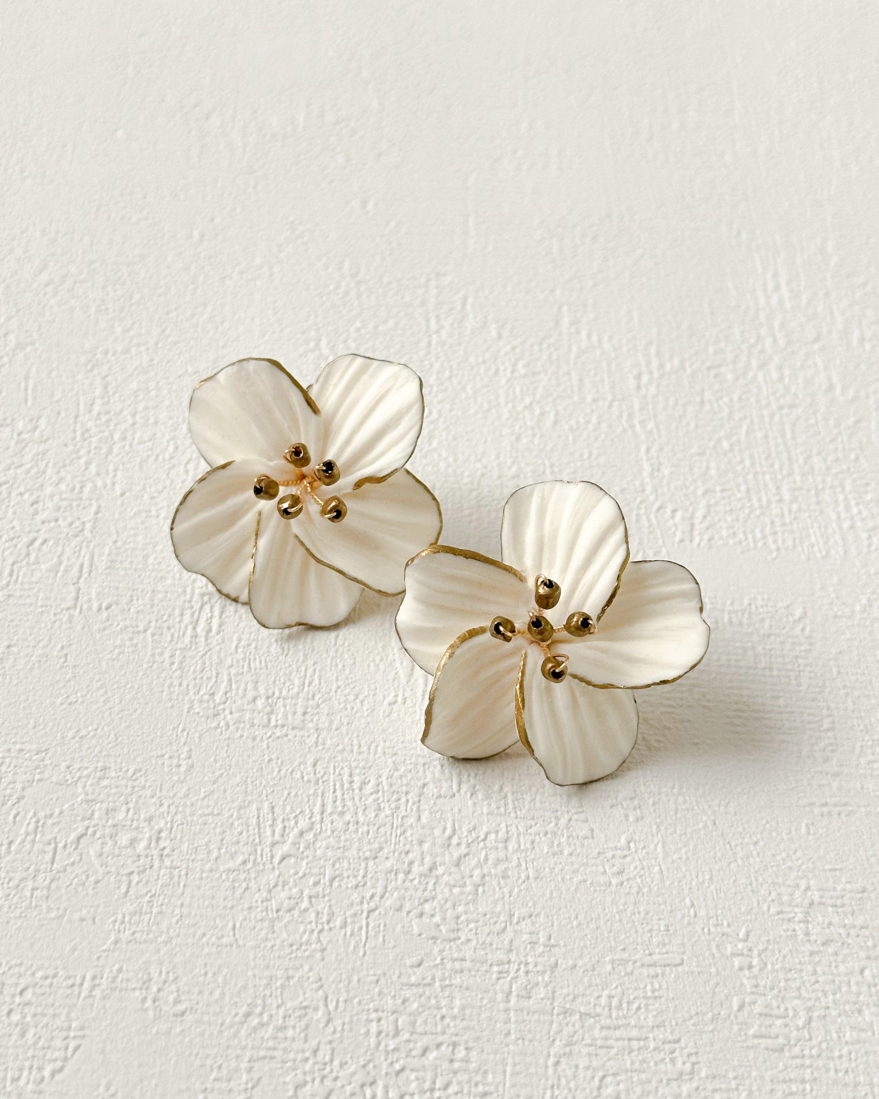Victoria - Boucles d’oreilles puces en bronze & céramique