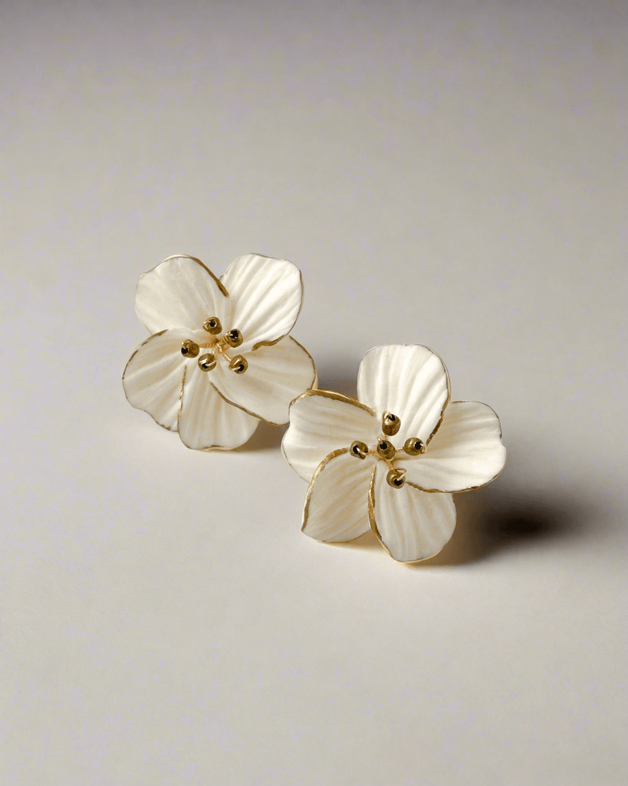 Victoria - Bronze & ceramic stud earrings