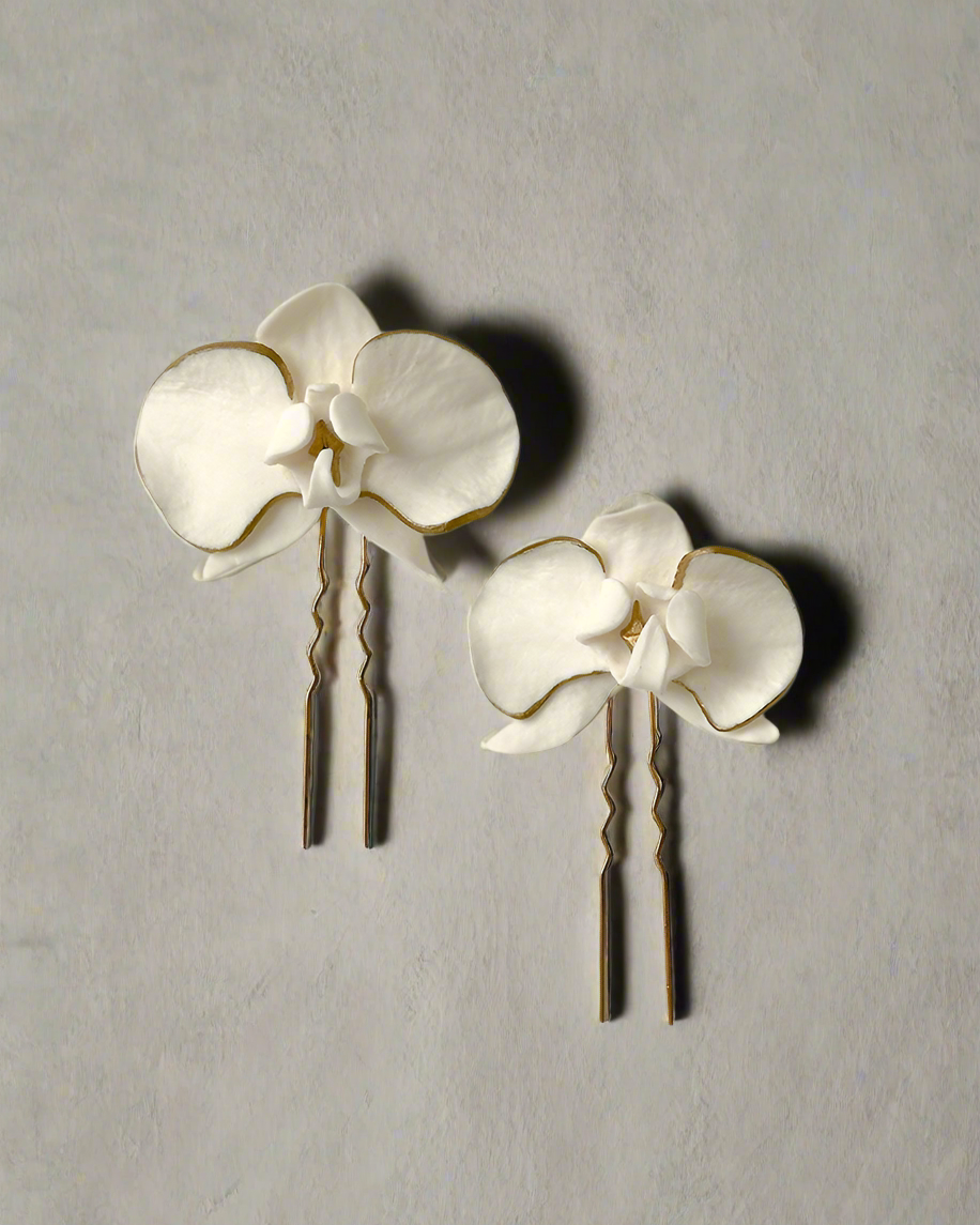 Orchid Hair Clips - Set of 2