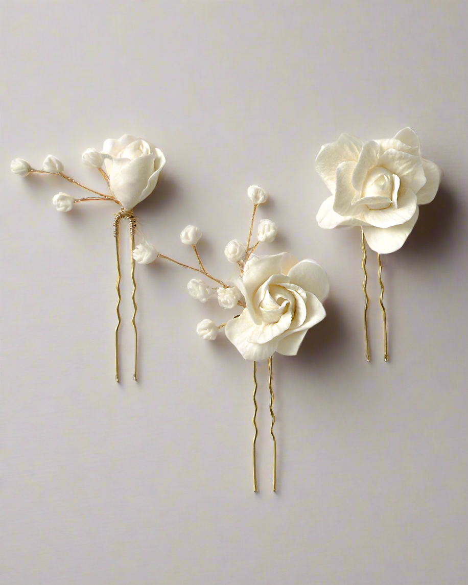 Rose Hair Pins - Set of 3