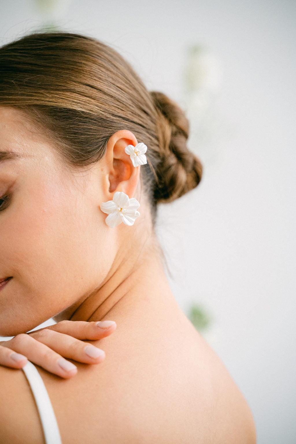 Harmonia Studs and Earcuffs Set - Natural Pearl & Ceramic Earrings