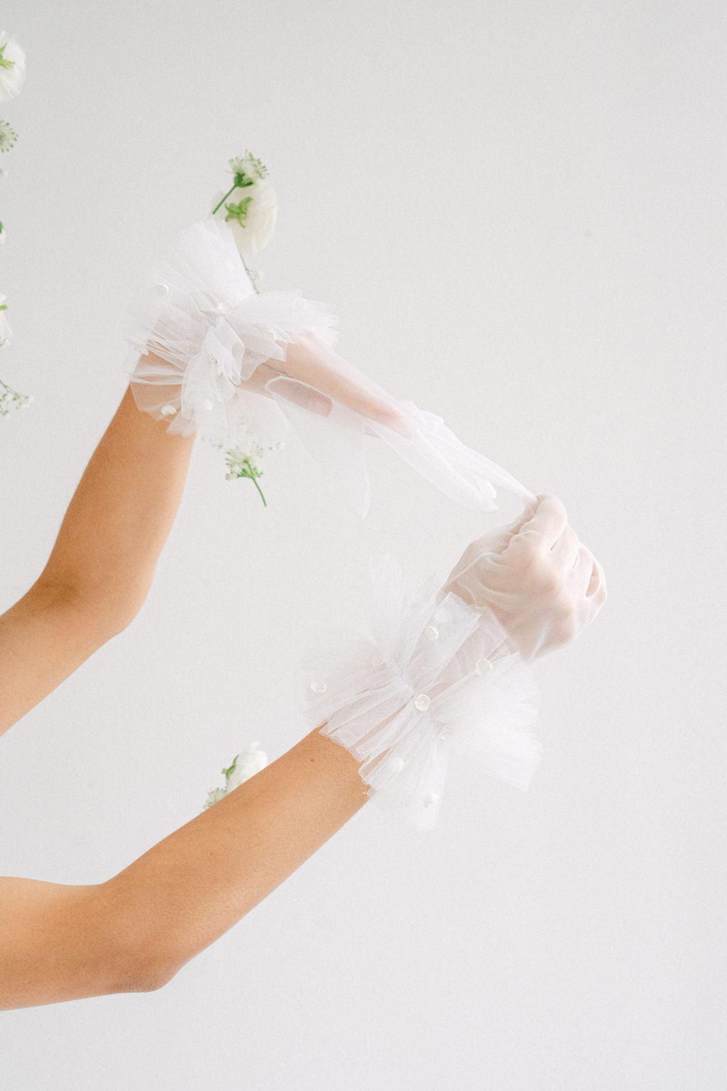 Lily of the Valley Gloves with Ballerina Tulle Cuff