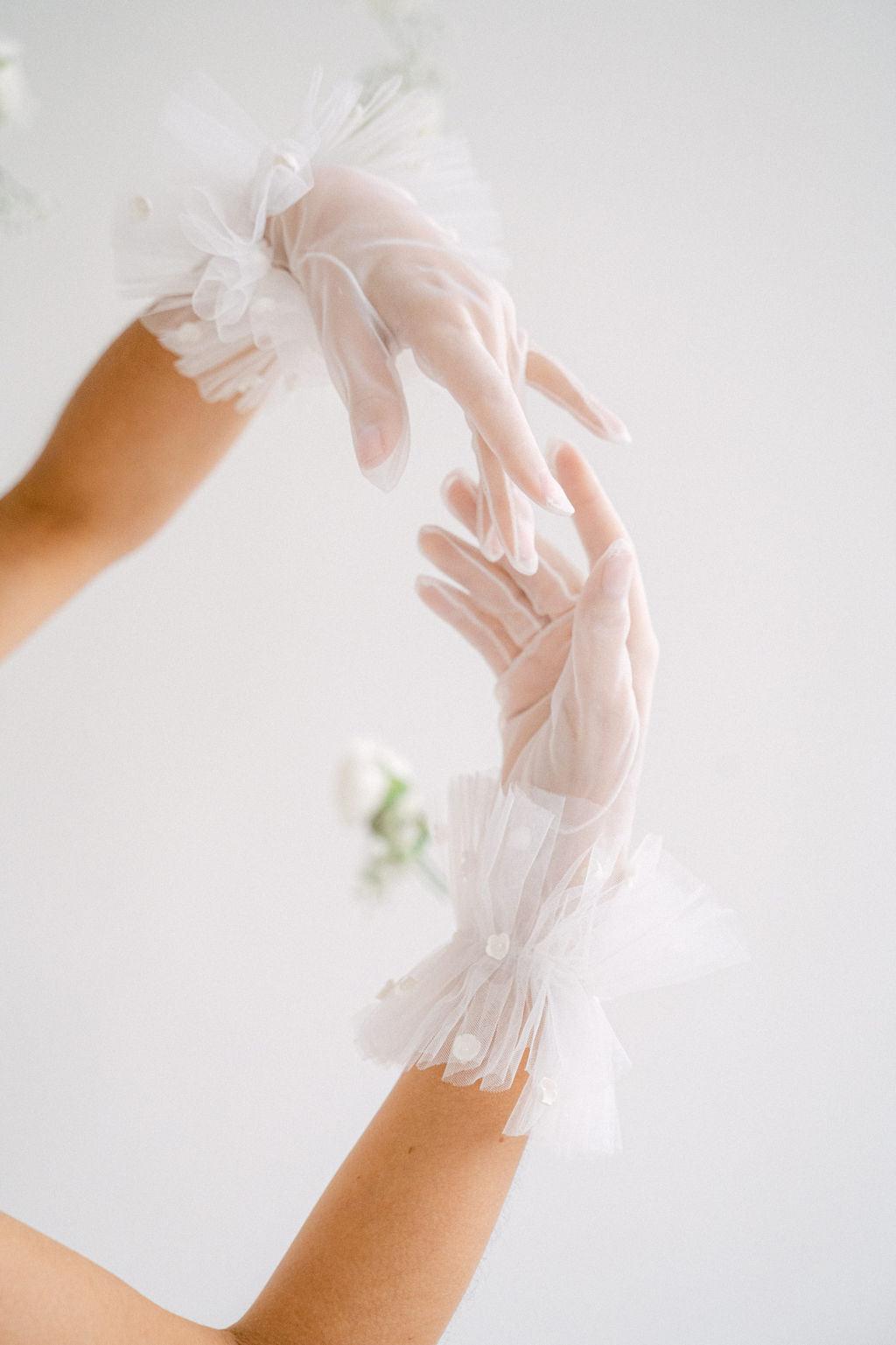 Lily of the Valley Gloves with Ballerina Tulle Cuff