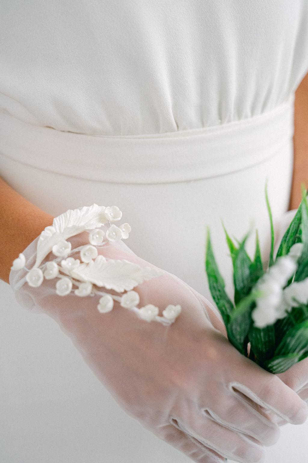 Lily of the Valley Branch Bridal Gloves