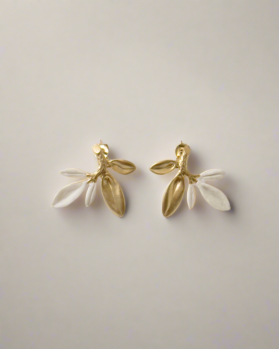 Olive - 16K Gold Plated Ceramic Stud Earrings