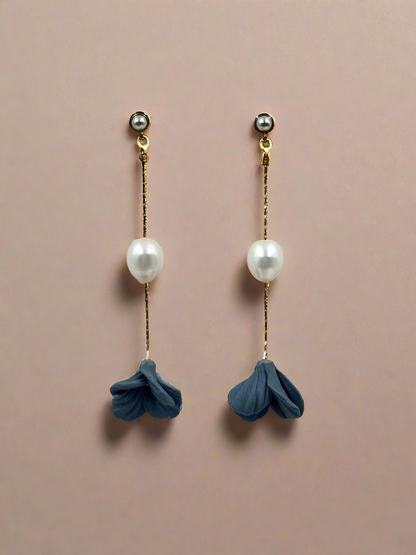 Pearl Petal - Natural Pearl &amp;amp; Ceramic Dangle Earrings