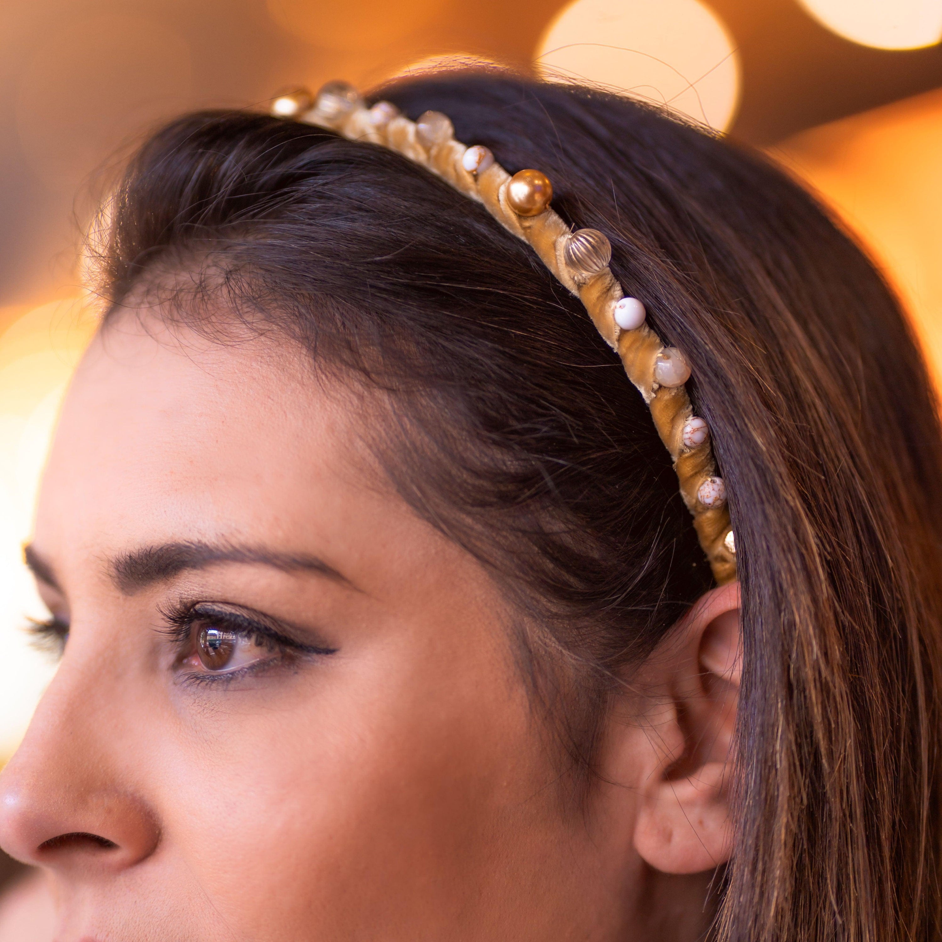 Velvet Beaded Headband 